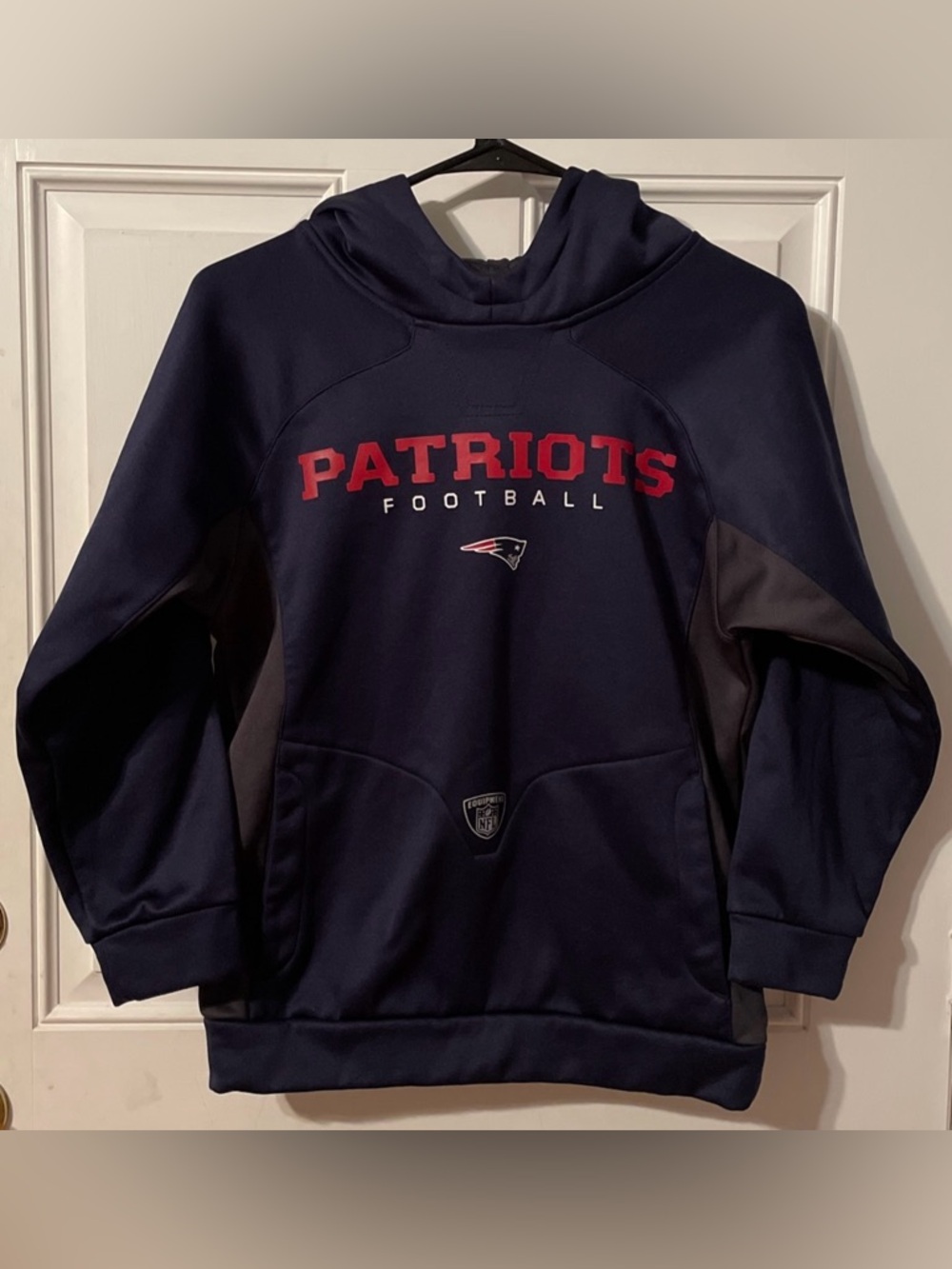 New England Patriots NFL Youth Med Hoodie Blue Reebok Onfield 2000’s Fan Sport.